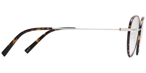 Side View Image of Arlen Eyeglasses Collection, by Warby Parker Brand, in Whiskey Tortoise Matte with Polished Silver Color
