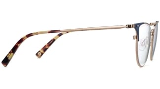 Side View Image of Ava Eyeglasses Collection, by Warby Parker Brand, in Polished Gold with Brushed Navy Color