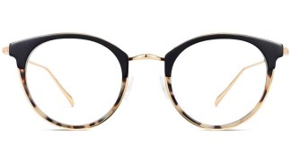 Front View Image of Faye Eyeglasses Collection, by Warby Parker Brand, in Layered Onyx Tortoise with Polished Gold Color