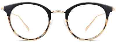 Front View Image of Faye Eyeglasses Collection, by Warby Parker Brand, in Layered Onyx Tortoise with Polished Gold Color