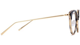 Side View Image of Faye Eyeglasses Collection, by Warby Parker Brand, in Layered Onyx Tortoise with Polished Gold Color