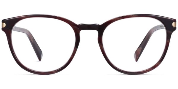 Front View Image of Whalen Eyeglasses Collection, by Warby Parker Brand, in Striped Auburn with Polished Gold Color