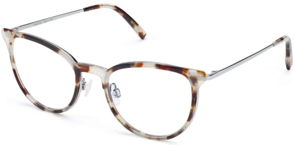 Side View Image of Lindley Eyeglasses Collection, by Warby Parker Brand, in Pearled Tortoise with Lilac Silver Color