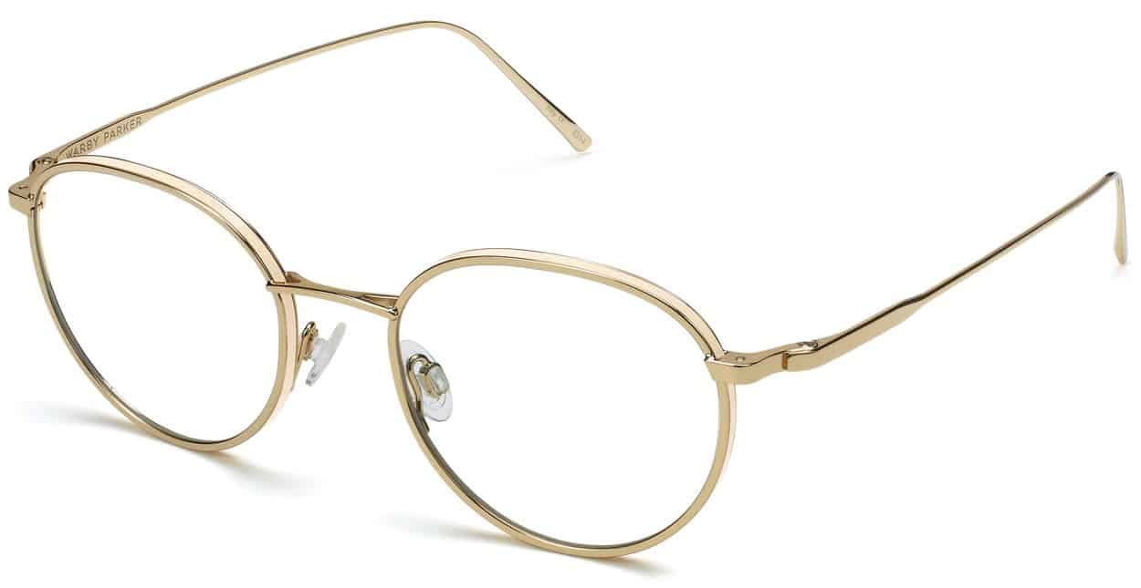 Angle View Image of Darin Eyeglasses Collection, by Warby Parker Brand, in Polished Gold Color Angle View Image of Darin Eyeglasses Collection, by Warby Parker Brand, in Polished Gold Color