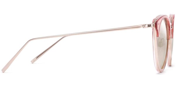 Side View Image of Faye Sunglasses Collection, by Warby Parker Brand, in Layered Rose Quartz Crystal with Riesling Color