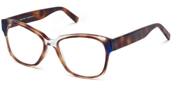Angle View Image of Francis Eyeglasses Collection, by Warby Parker Brand, in Crystal with Oak Barrel and Blue Bay Color