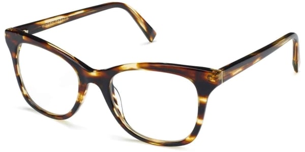 Angle View Image of Hallie Eyeglasses Collection, by Warby Parker Brand, in Stripped Sassafras Color