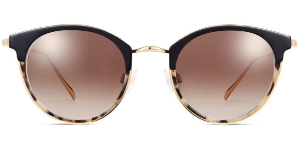 Front View Image of Faye Sunglasses Collection, by Warby Parker Brand, in Layered Onyx Tortoise with Polished Gold Color