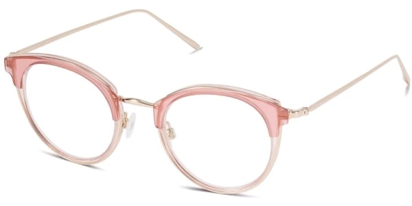 Angle View Image of Faye Eyeglasses Collection, by Warby Parker Brand, in Layered Rose Quartz Crystal with Riesling Color