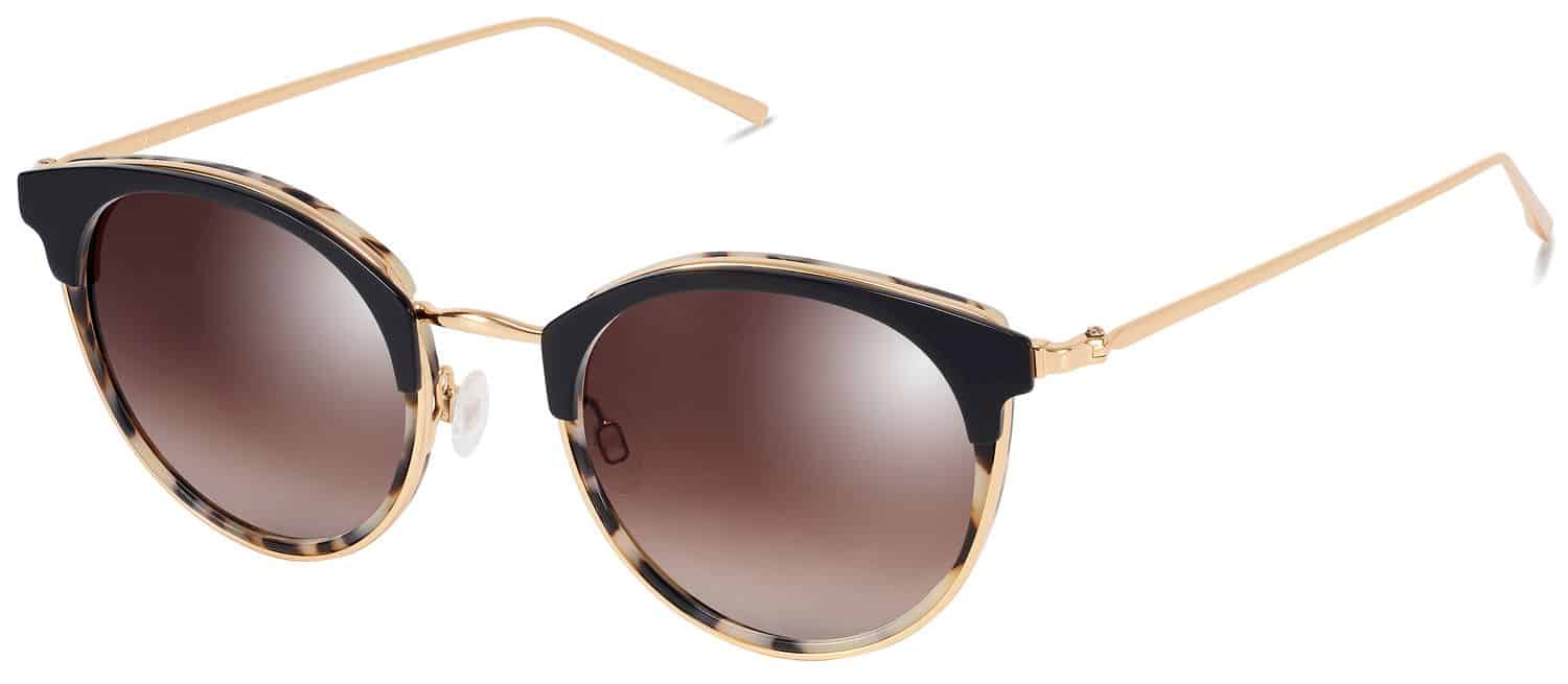 Angle View Image of Faye Sunglasses Collection, by Warby Parker Brand, in Layered Onyx Tortoise with Polished Gold Color