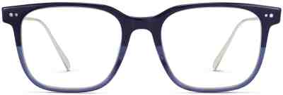 Front View Image of Caleb Eyeglasses Collection, by Warby Parker Brand, in Midnight Fade with Polished Silver Color