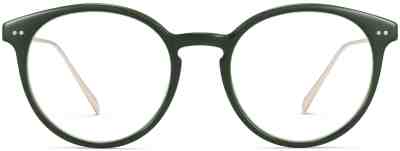 Front View Image of Langley Eyeglasses Collection, by Warby Parker Brand, in Magnolia Green with Polished Gold Color