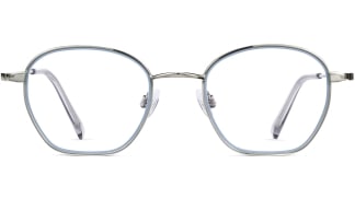 Front View Image of Larsen Eyeglasses Collection, by Warby Parker Brand, in Antique Blue with Polished Silver Color