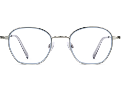 Front View Image of Larsen Eyeglasses Collection, by Warby Parker Brand, in Antique Blue with Polished Silver Color