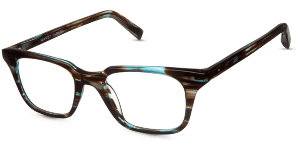 Angle View Image of Clark Eyeglasses Collection, by Warby Parker Brand, in Blue Marblewood Color