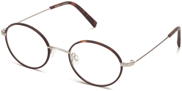 Angle View Image of Collins Eyeglasses Collection, by Warby Parker Brand, in Red Canyon Matte with Polished Gold Color
