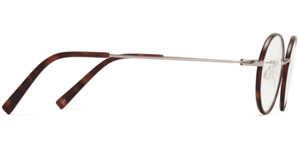 Side View Image of Collins Eyeglasses Collection, by Warby Parker Brand, in Red Canyon Matte with Polished Gold Color