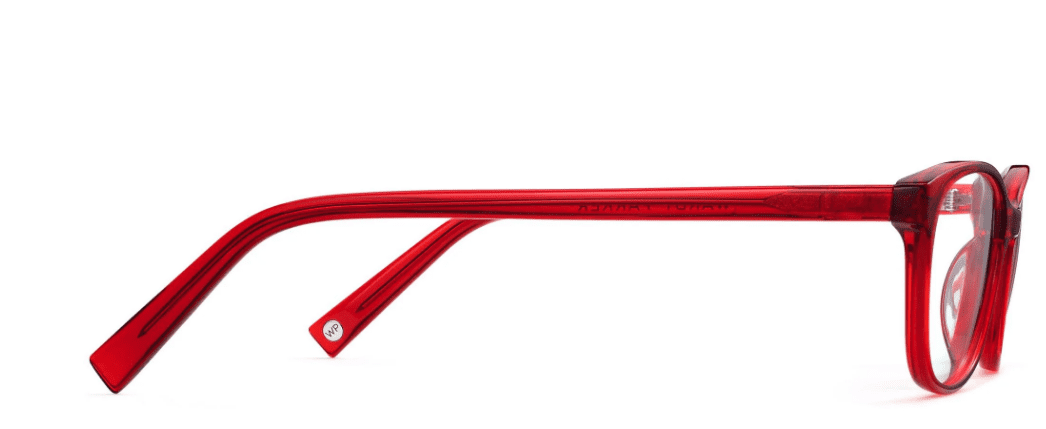 Side View Image of Daisy Eyeglasses Collection, by Warby Parker Brand, in Cardinal Crystal Color