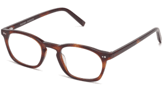 Angle View Image of Dalton Eyeglasses Collection, by Warby Parker Brand, in Crystal with Rye Tortoise Color