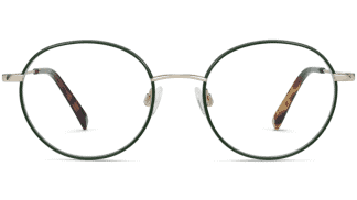 Front View Image of Duncan Eyeglasses Collection, by Warby Parker Brand, in Forest Green with Polished Gold Color