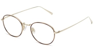Angle View Image of Colvin Eyeglasses Collection, by Warby Parker Brand, in Polished Gold with Savanna Tortoise Color