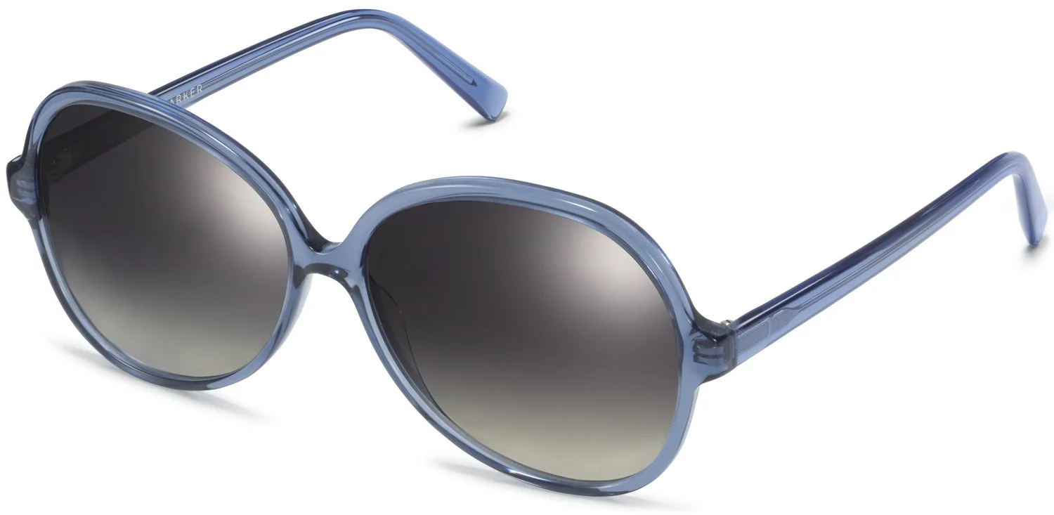 Angle View Image of Karina Sunglasses Collection, by Warby Parker Brand, in Blue Grotto Crystal Color